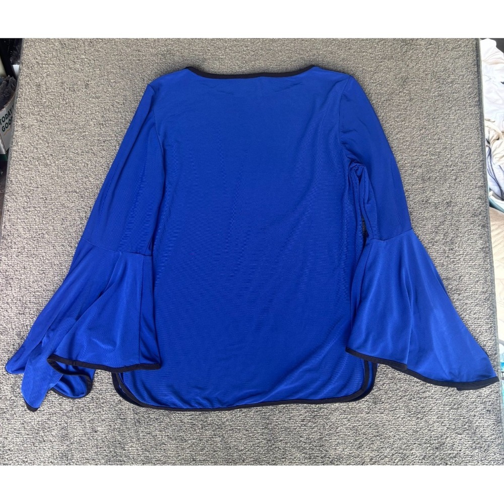 Coco Bianco Top Women's Size Medium Blue Round Neck Long Sleeve Pullover - Picture 9 of 9